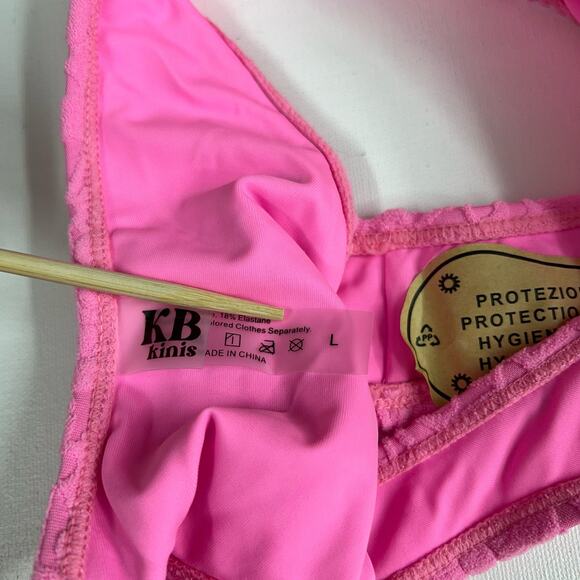 KB KINIS | Cheeky Bikini Set Textured Floral Print Pink Size L - Picture 7 of 11
